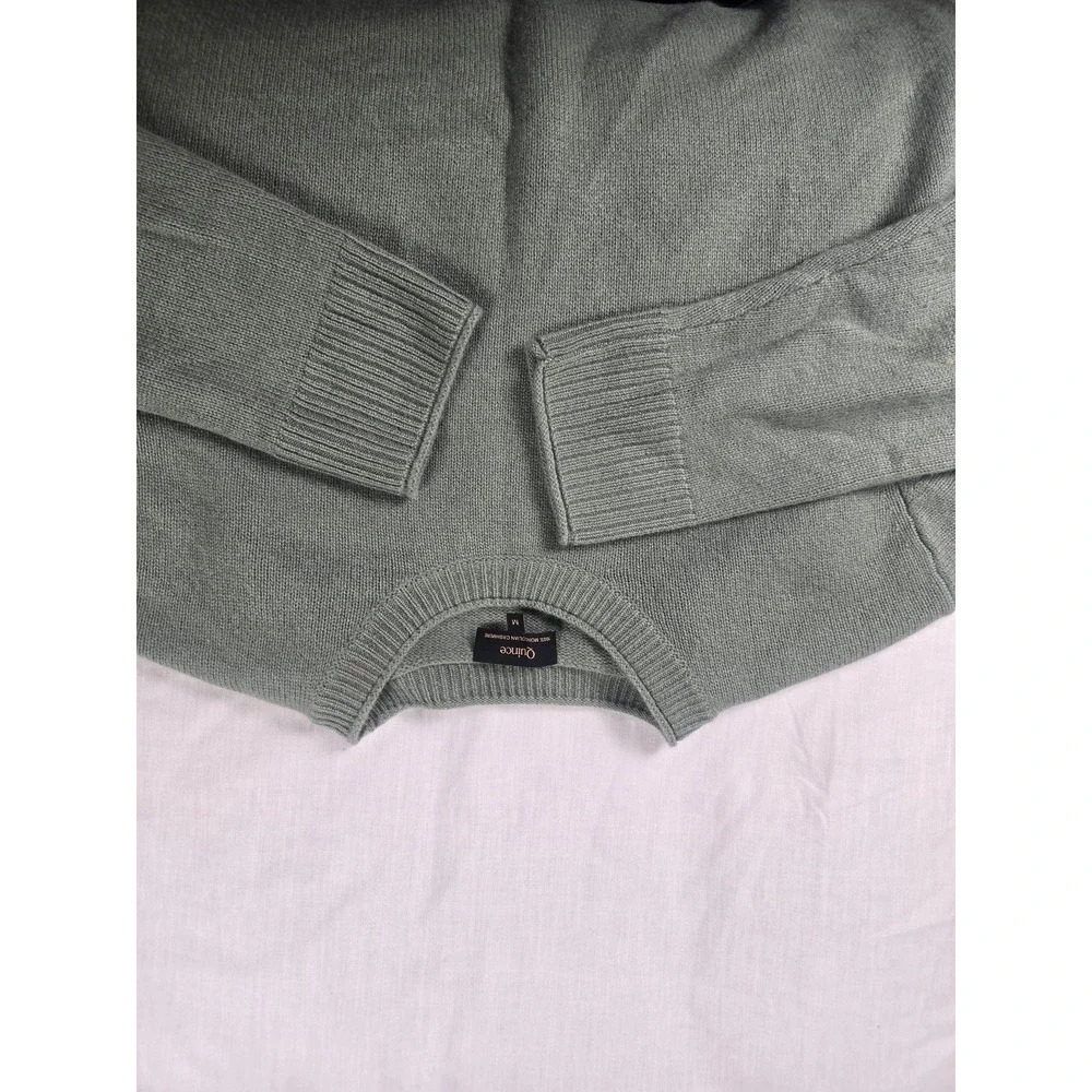 Quince Sweater Mens Medium Green 100% Mongolian Cashmere Crewneck Knit Pullover
